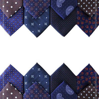 Men Business Blue Series Polka Dot And Flower Printed Tie