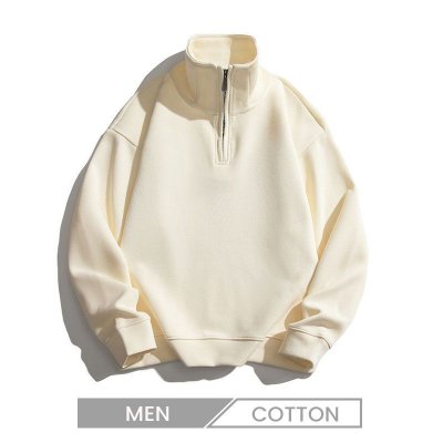 Men Spring Autumn Fashion Casual Solid Color Turtle Neck Zipper Sweatshirt Custom