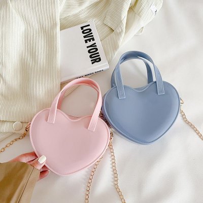 Women Summer Fashion Jelly Color Heart Mini Chain Crossbody Bag