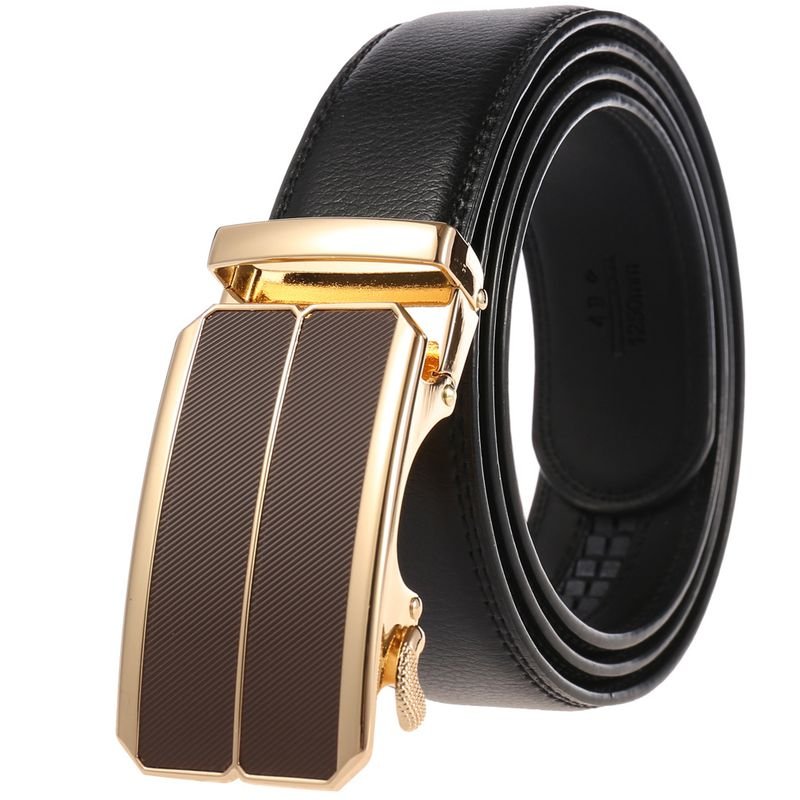 Men Fashion Casual Alloy Automatic Buckle Leather Belt