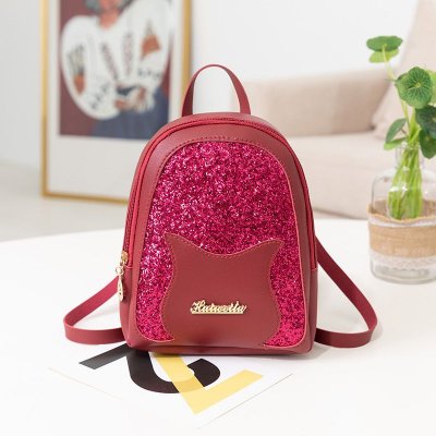 Women Fashion Sequin Cat Backpack