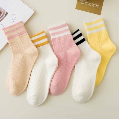 Kids Boys Girls Cute Basic Stripe Mid-Calf Socks