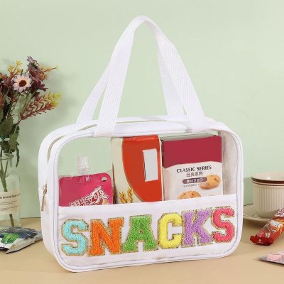 Fashion Transparent Pvc Embroidery Letter Cosmetic Bag