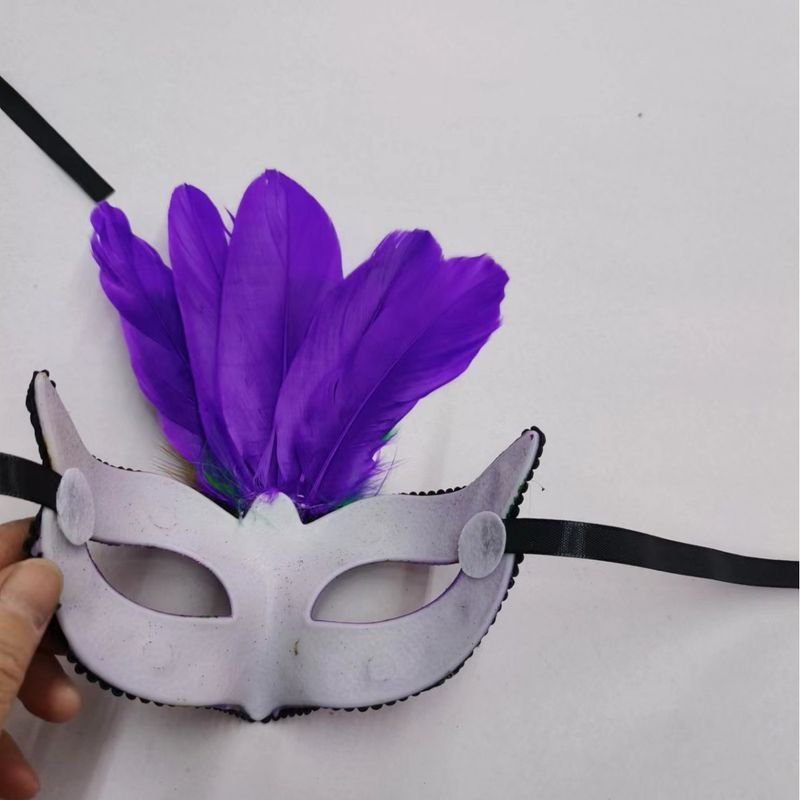 Mardi Gras Purple Green Feather Party Mask