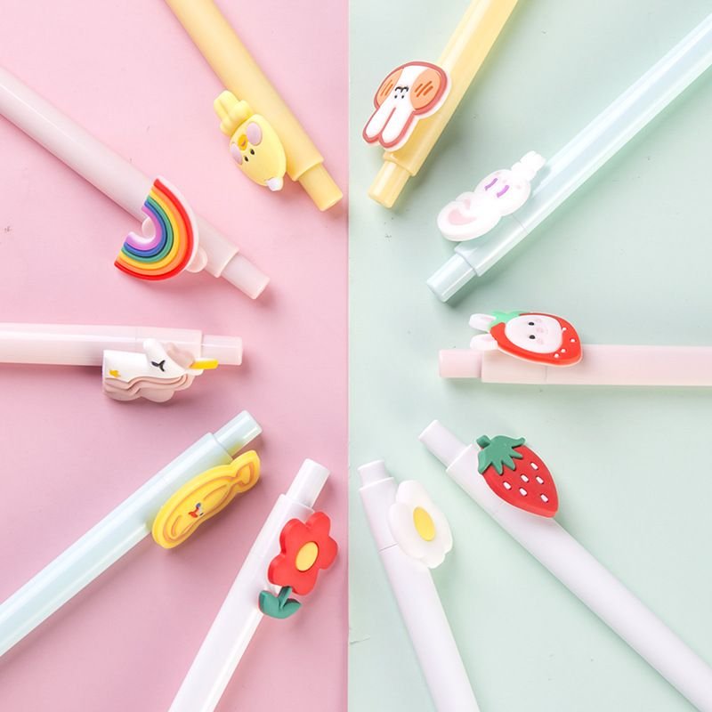 Cartoon Cute Rainbow Floral Press Ballpoint Pen Student Stationery