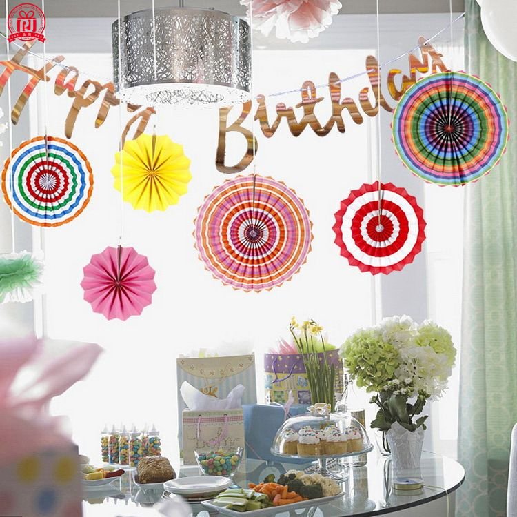 Simple Paper Fan Flower Design Birthday Party Background Layout Diy Supplies