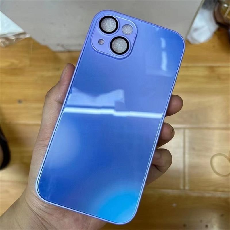 Fashion Smooth Gradient Watercolor Glass Apple Mobile Phone Protective Case