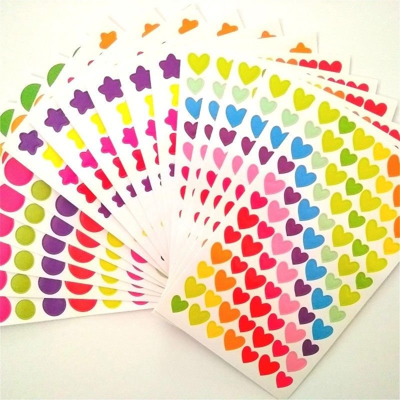 Simple Creative Multicolor Dot Heart Star Sticker