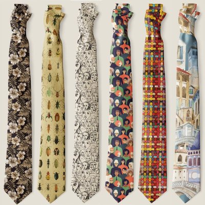 Men Minimalist Retro Floral Letter Animal Print Tie