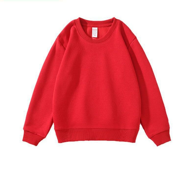 Custom Logo Kid Casual Solid Color Fleece Crewneck Sweatshirt