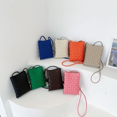 Fashion Solid Color Woven Crossbody Bag