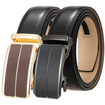 Men Fashion Casual Alloy Automatic Buckle Leather Belt