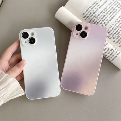 Fashion Smooth Gradient Watercolor Glass Apple Mobile Phone Protective Case