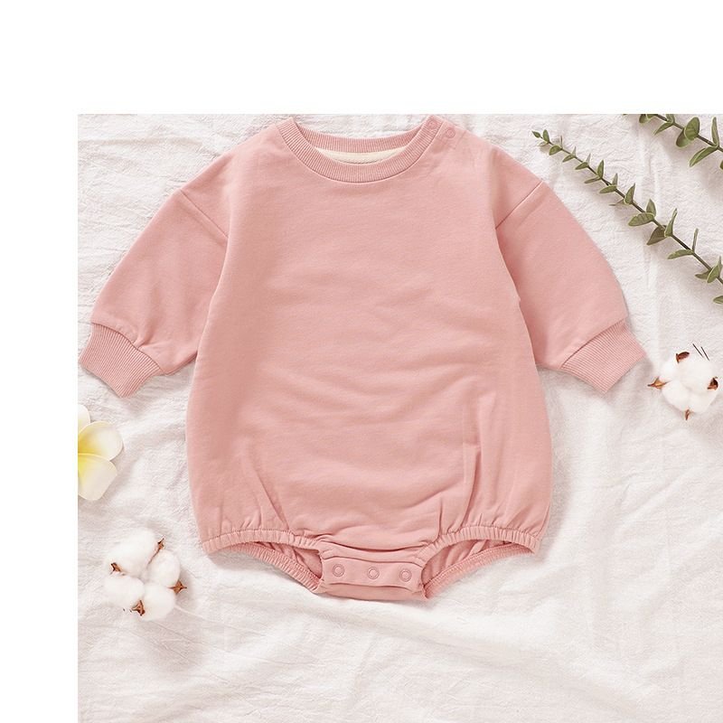 Spring Baby Girl Kids Organic Cotton Sweatshirt Custom Solid Color Bodysuit