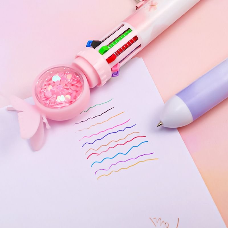 Cartoon Creative Cute 10 Color Butterfly Press Ballpoint Pen