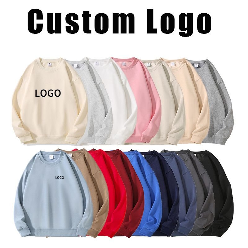 Custom Logo Women Men Unisex Casual Solid Color Sweatshirts