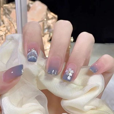 Clear And Simple Style Blue Simi Small Flower Removable Nail Art