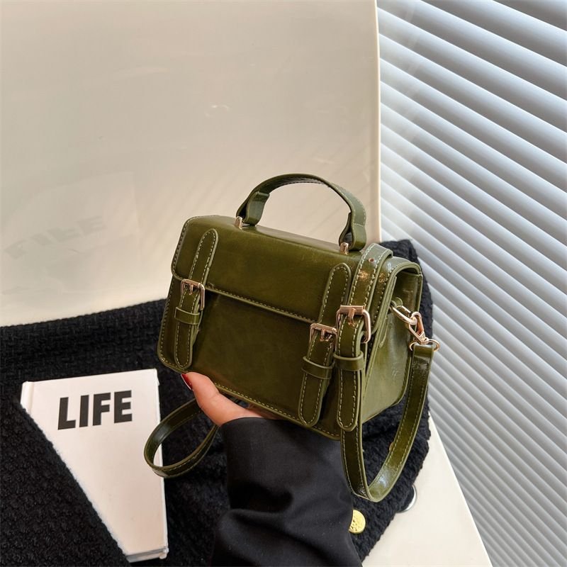 Women Vintage Square Flap PU Shoulder Bag