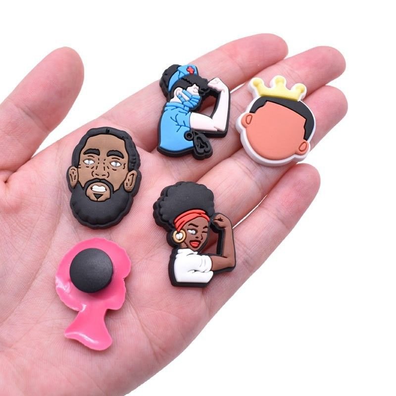 Cartoon Black Series PVC Soft Rubber Hole Shoes DIY Accessories Shoe Buckle