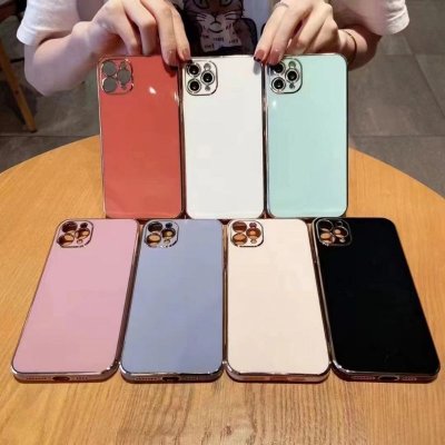 Simple Straight Edge Electroplated Fine Hole Soft Adhesive Apple Phone Protective Case