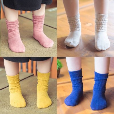 Kids Medium Tube Solid Color Thick Pile Socks