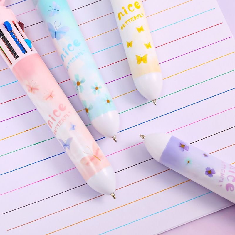 Cartoon Creative Cute 10 Color Butterfly Press Ballpoint Pen