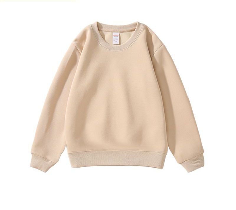 Custom Logo Kid Casual Solid Color Fleece Crewneck Sweatshirt
