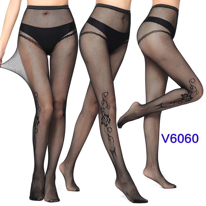 Women Fashion Sexy Jacquard Fishnet Bow Rhomboid Silk Stockings