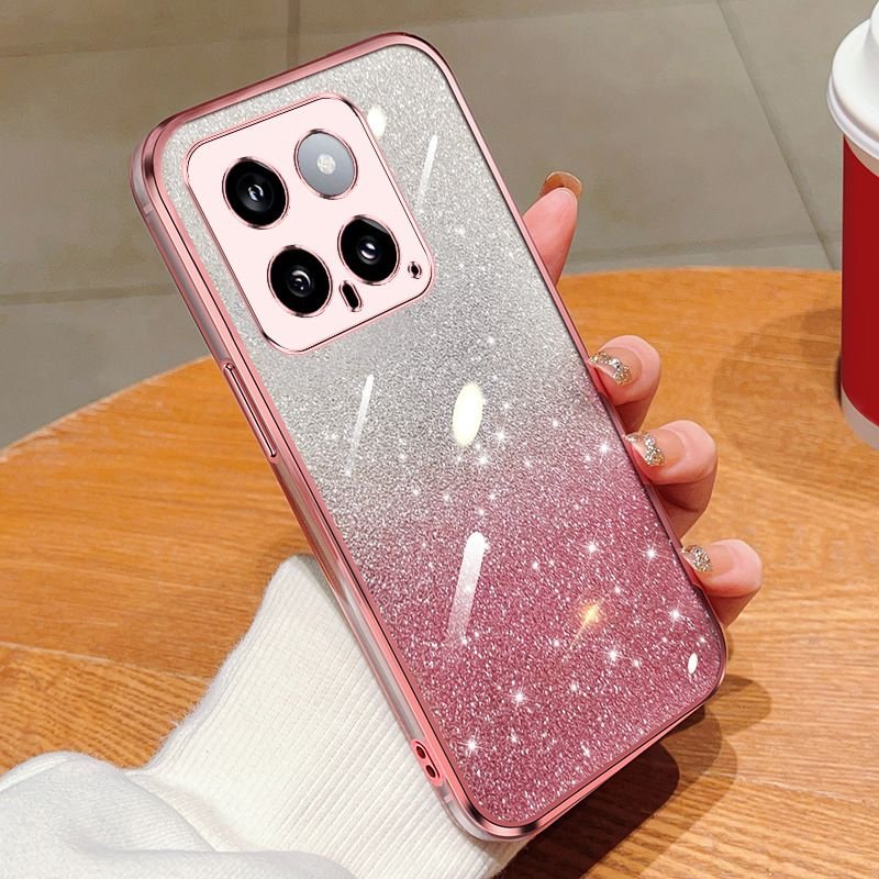 Women Simple Electroplated Glitter Fine Hole Transparent Soft Rubber Apple Mobile Phone Protective Case