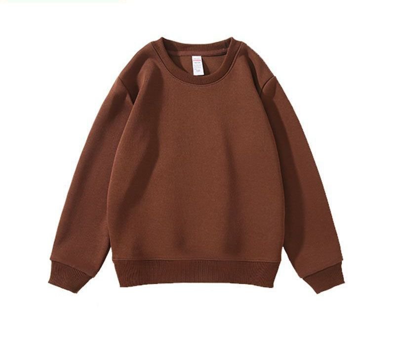 Custom Logo Kid Casual Solid Color Fleece Crewneck Sweatshirt