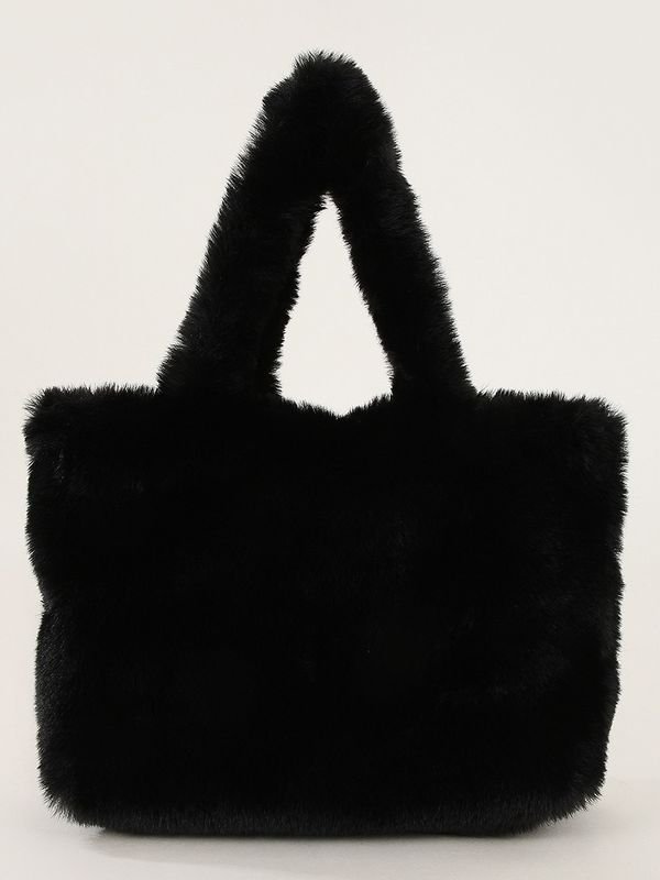 Women Fashion Solid Color Plush Square Handle Bag