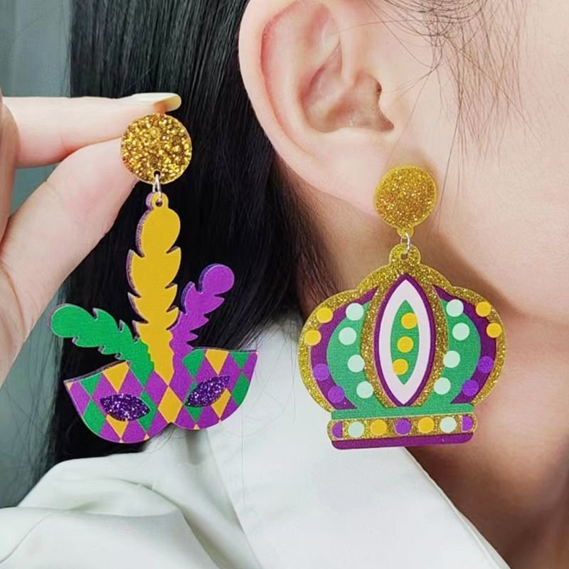 Women Festival Mardi Gras Carnival Earrings