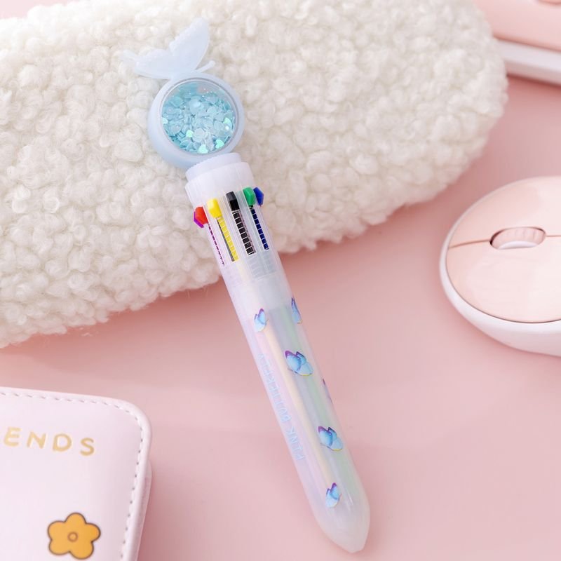 Cartoon Cute Sequins Butterfly 10 Color Ballpoint Pen Student Stationery