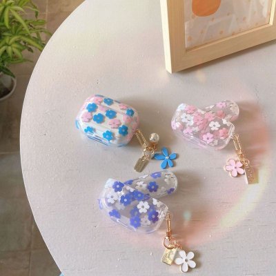 Women Cute Transparent Floral Apple Bluetooth Headset Case