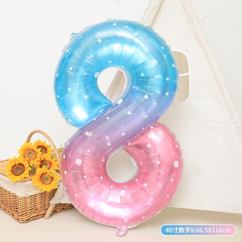 40 Inch Dream Starry Sky Gradient 0-9 Aluminum Film Digital Balloon Birthday Party Venue Decoration