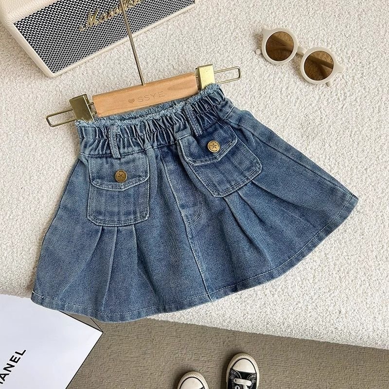 Kids Toddler Girls Fashion Casual Long Sleeve Lapel Denim Jacket Skirt Set