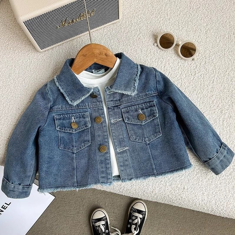 Kids Toddler Girls Fashion Casual Long Sleeve Lapel Denim Jacket Skirt Set