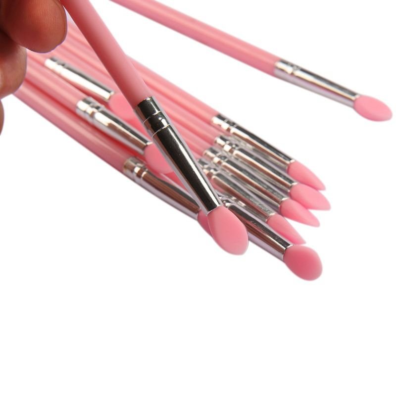Soft Silicone Head Plastic Handle Eye Shadow Lip Applicator Brush Tool
