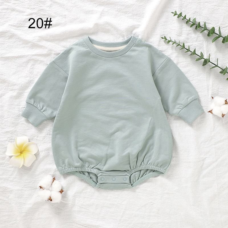 Spring Baby Girl Kids Organic Cotton Sweatshirt Custom Solid Color Bodysuit