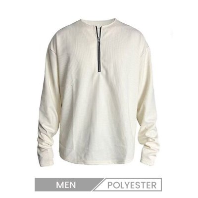 Men Casual Solid Color Crew Neck Half Zipper Sweatshirt Custom