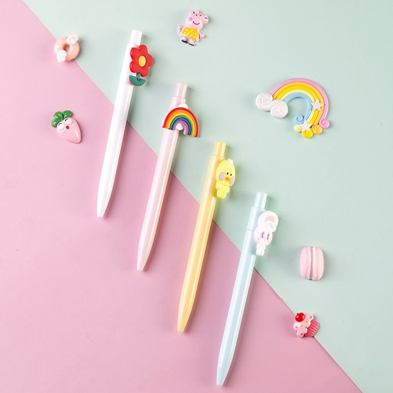 Cartoon Cute Rainbow Floral Press Ballpoint Pen Student Stationery