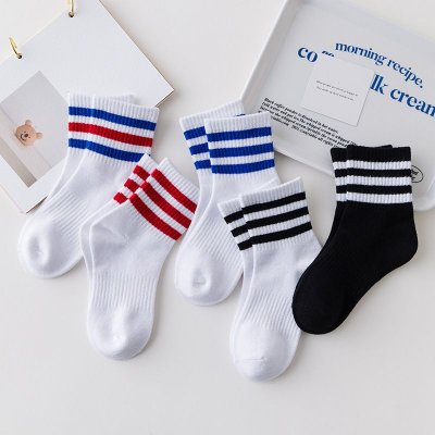 Kids Boys Girls Cute Stripe Mid-Calf Socks