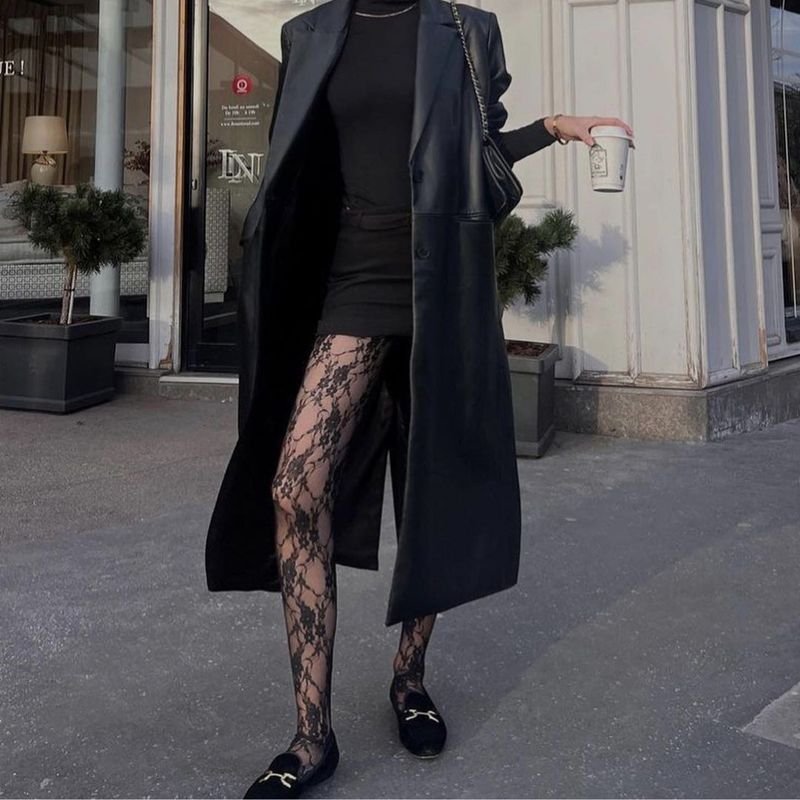 Women Fashion Sexy Lace Floral Jacquard Pantyhose