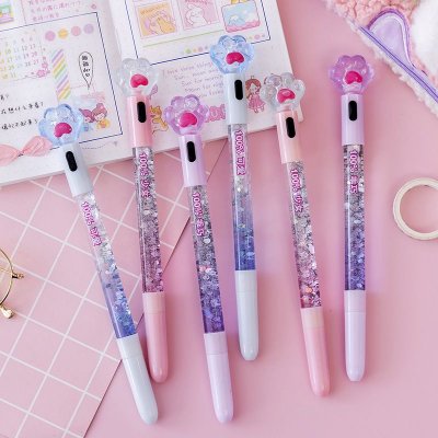 Simple Creative Cute Cat Claw Luminous Quicksand Gel Pen Student Stationery