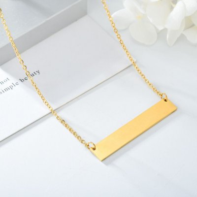 Men Fashion Casual Basic Rectangular Stainless Steel Necklace