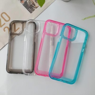 Simple Transparent Electroplated Button Acrylic Apple Mobile Phone Protective Case