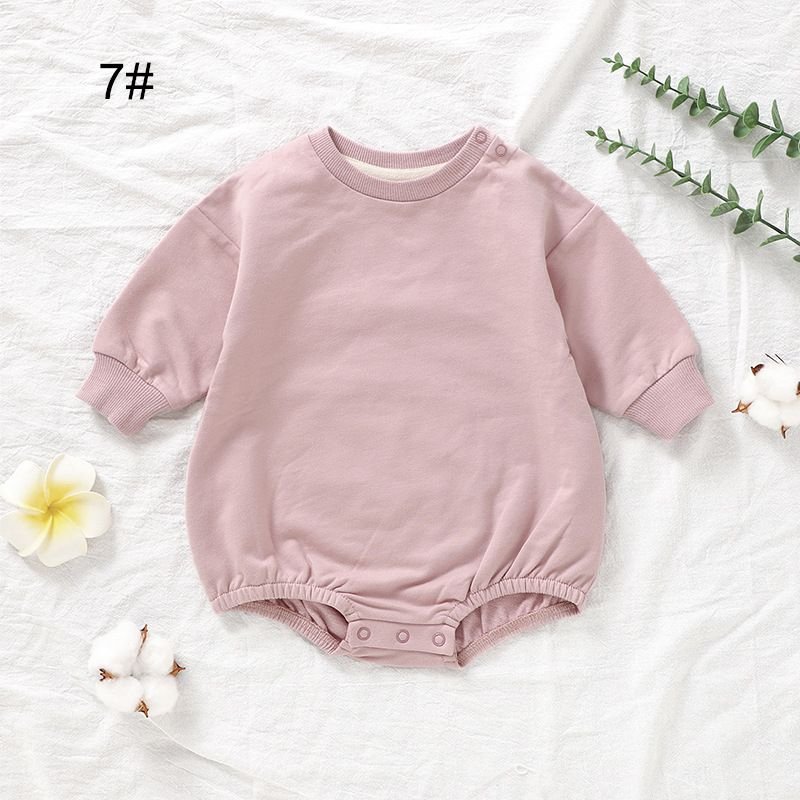 Spring Baby Girl Kids Organic Cotton Sweatshirt Custom Solid Color Bodysuit