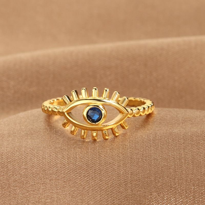 Women Simple Devil Eye Rhinestone Opening Ring