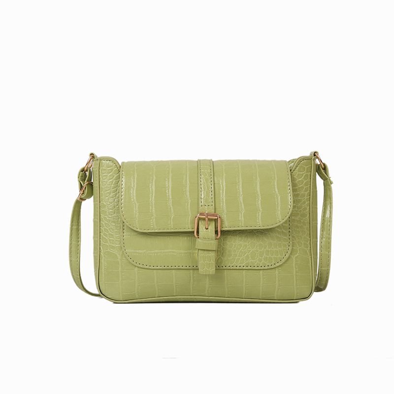 Fashion Solid Color Stone Pattern Flap Shoulder Bag