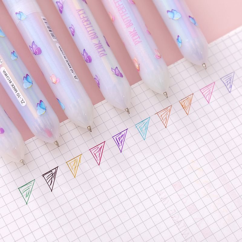 Cartoon Cute Sequins Butterfly 10 Color Ballpoint Pen Student Stationery